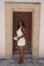 Crochet Flower Mini Dress