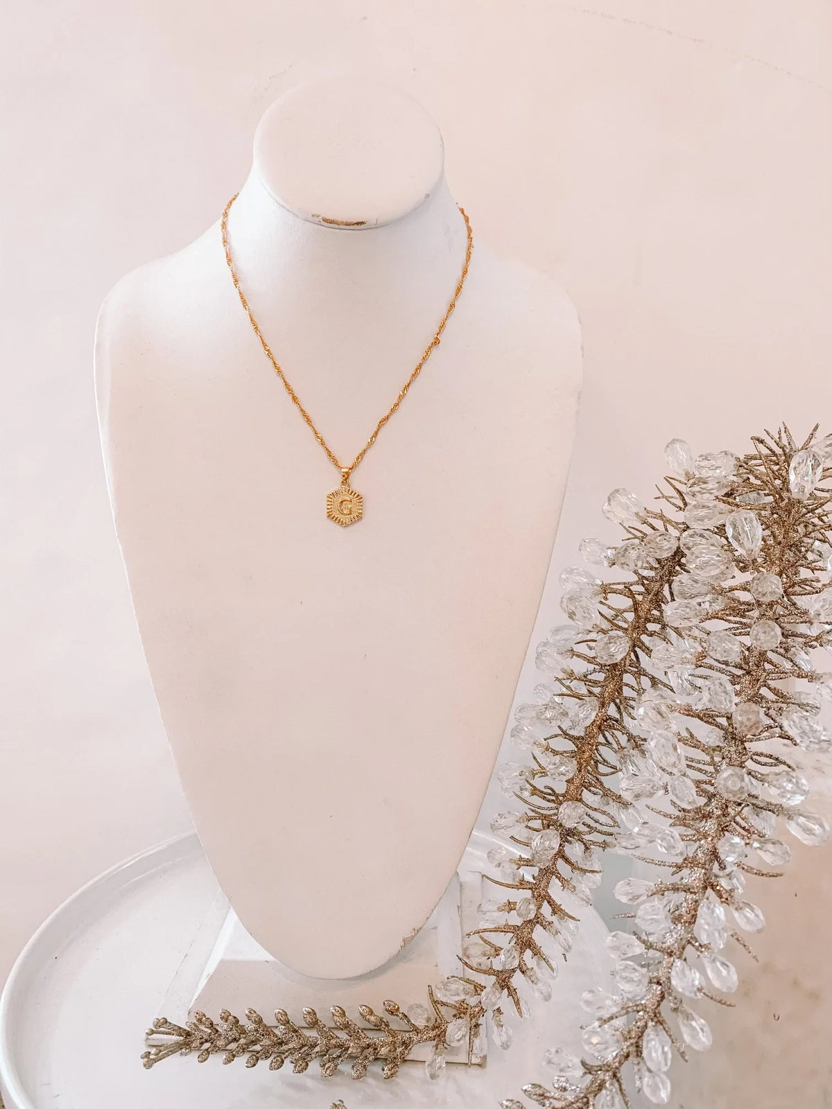 Hexagon Initial Necklace