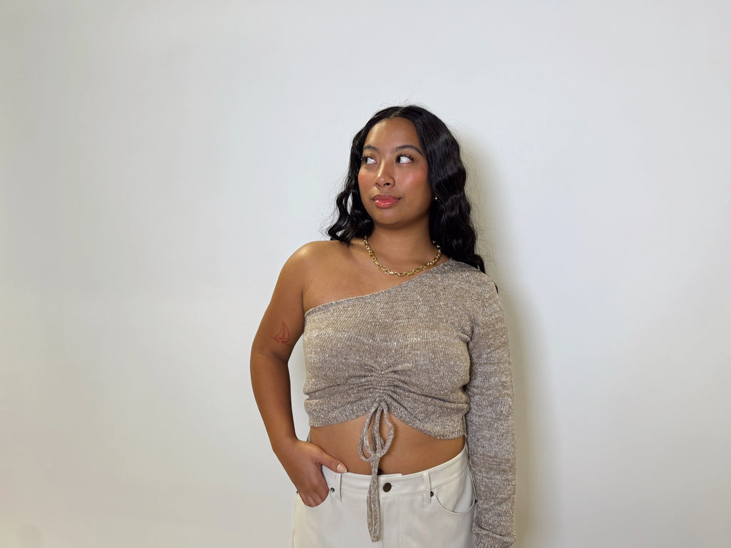 Mocha One Shoulder Sweater