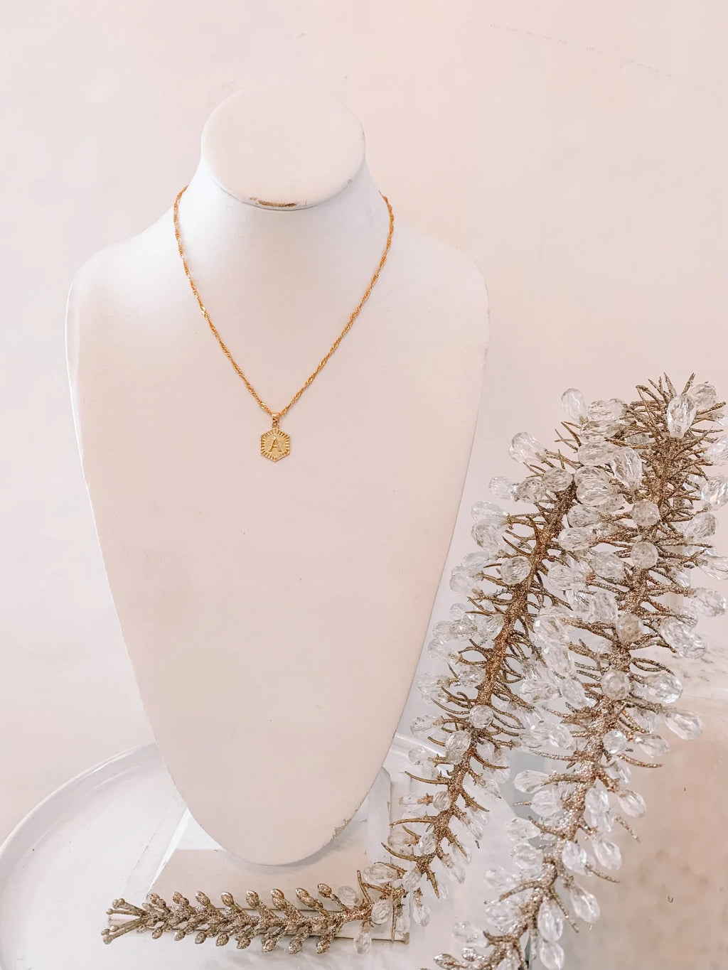 Hexagon Initial Necklace