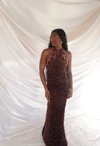 Halter Velvet Maxi Dress