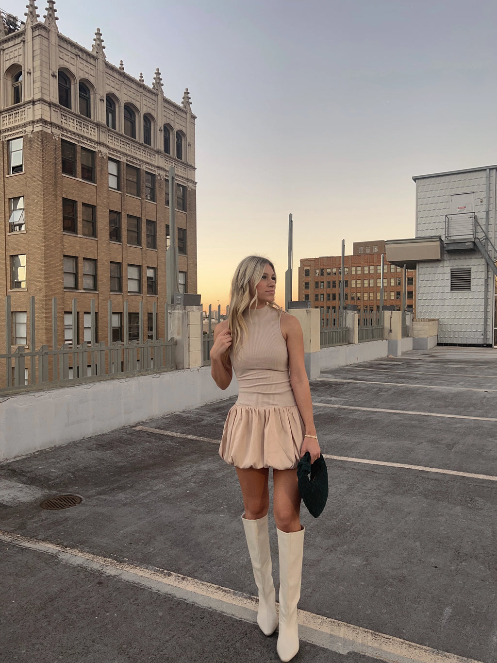 Mock Neck Bubble Dress