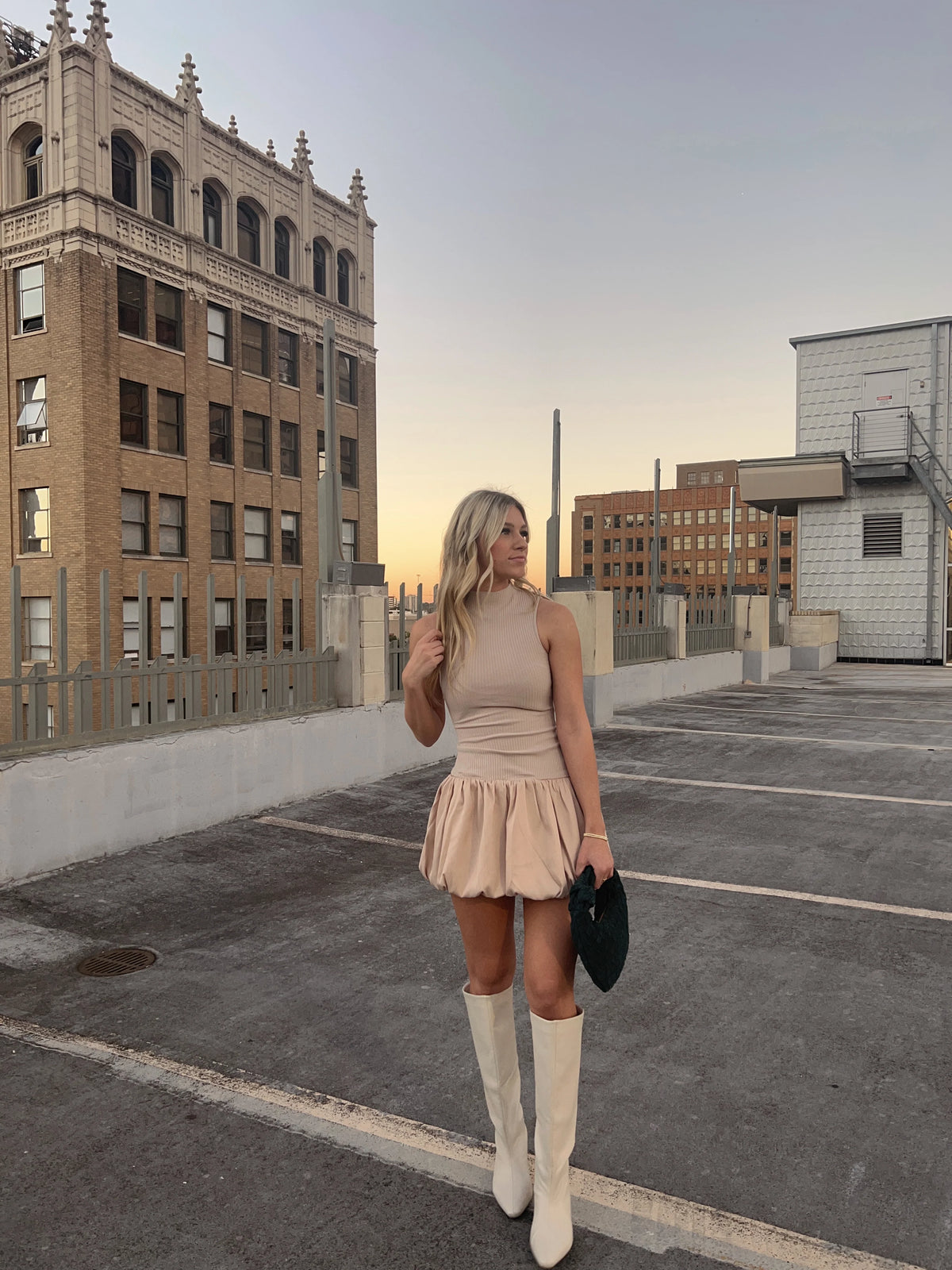 Mock Neck Bubble Dress