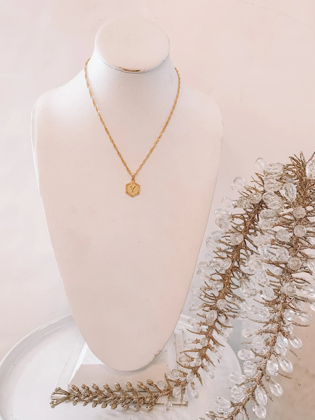 Hexagon Initial Necklace