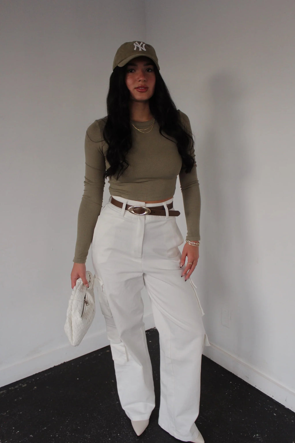 High Rise Denim Cargo Pant