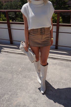 Suede Belted Mini Skirt