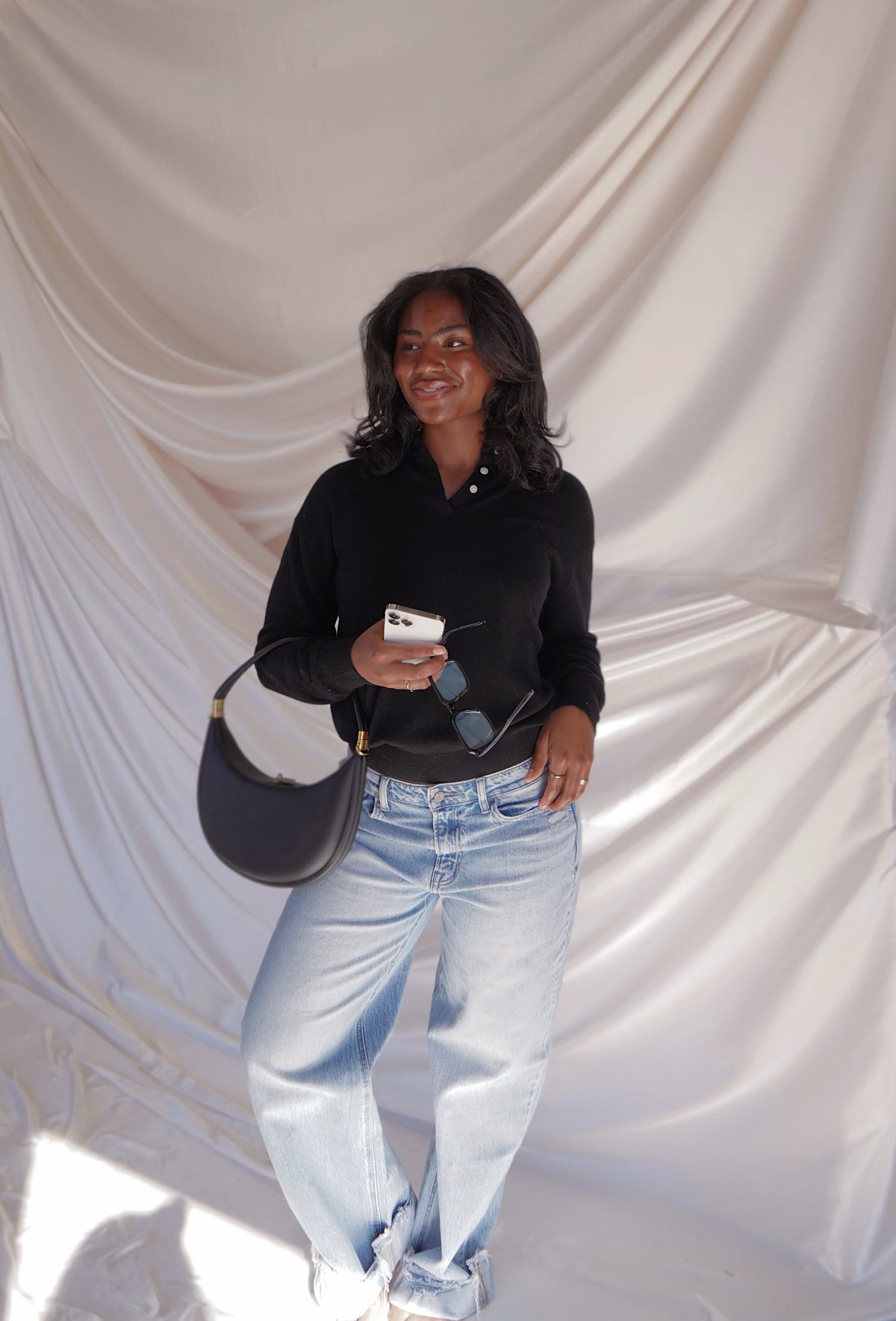 Black Button Collared Sweater