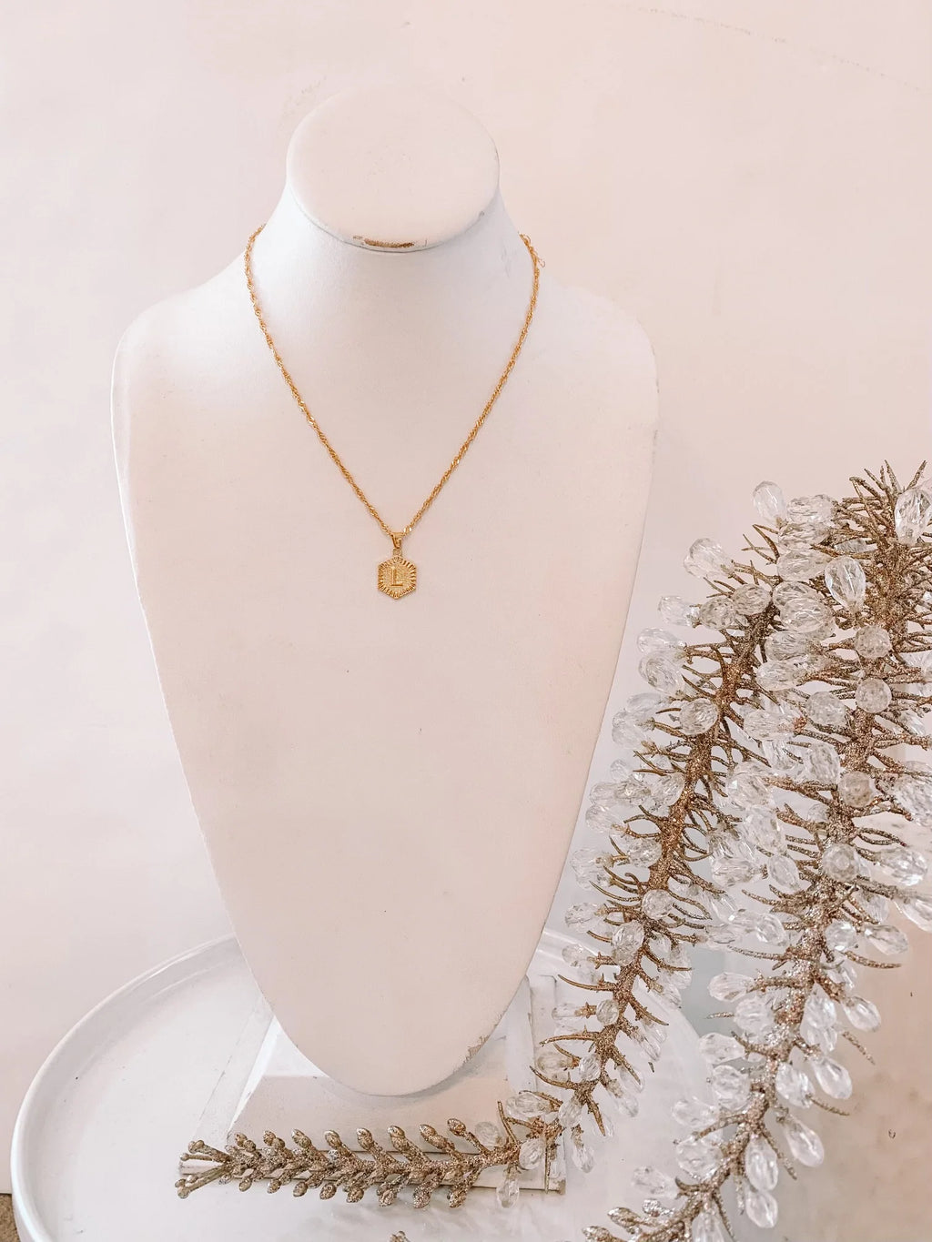 Hexagon Initial Necklace