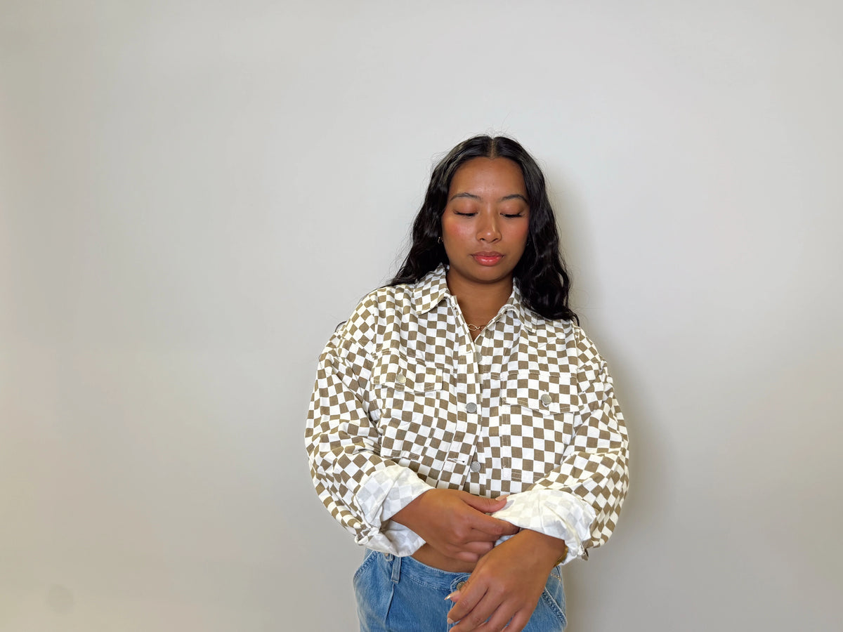 Checkered Denim Jacket