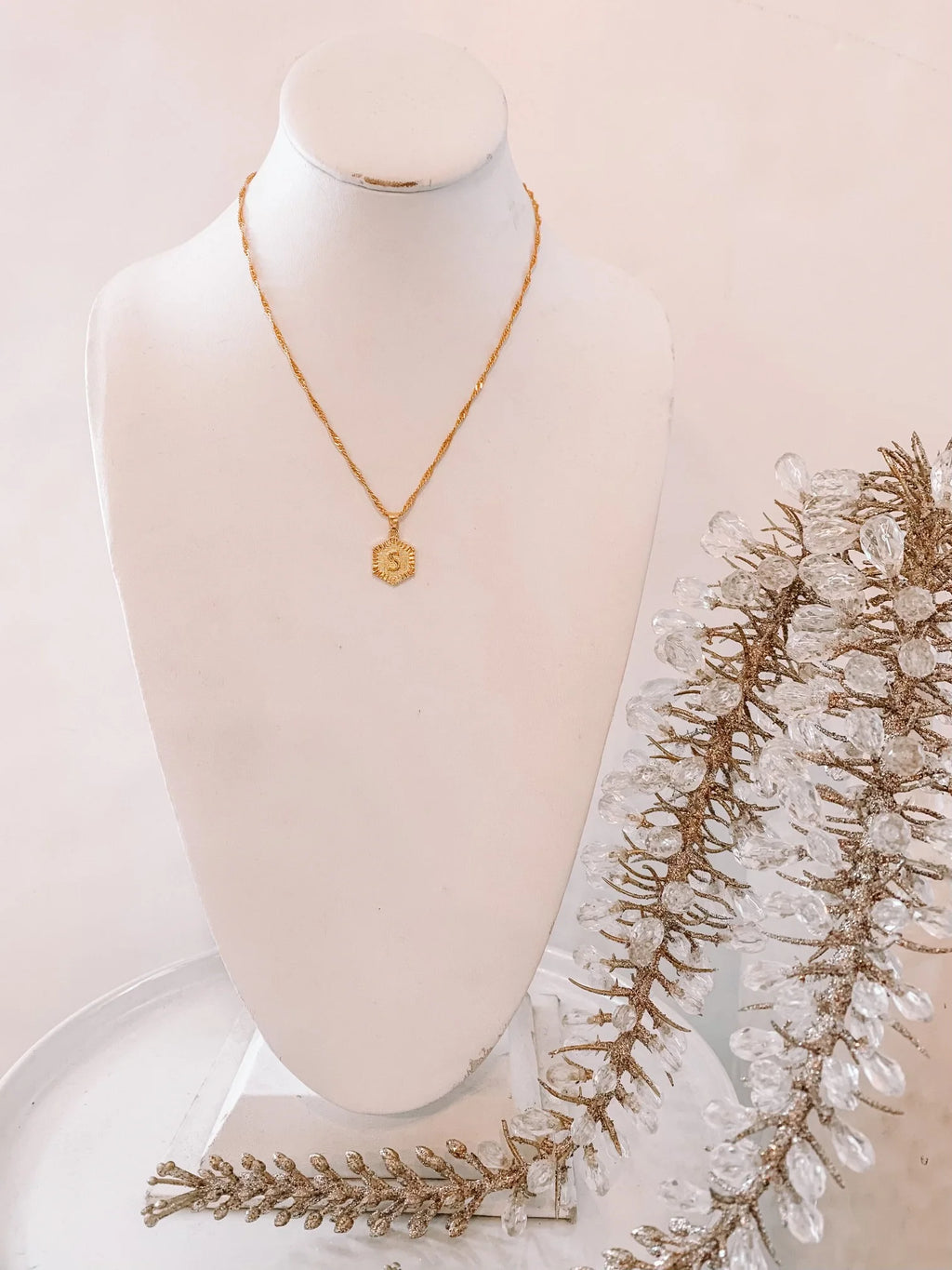 Hexagon Initial Necklace