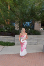 Strapless Sheer Floral Maxi