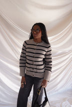 Striped Botton Fitted Sweater