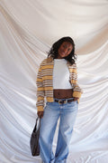 Striped Yellow Zip up Sweater