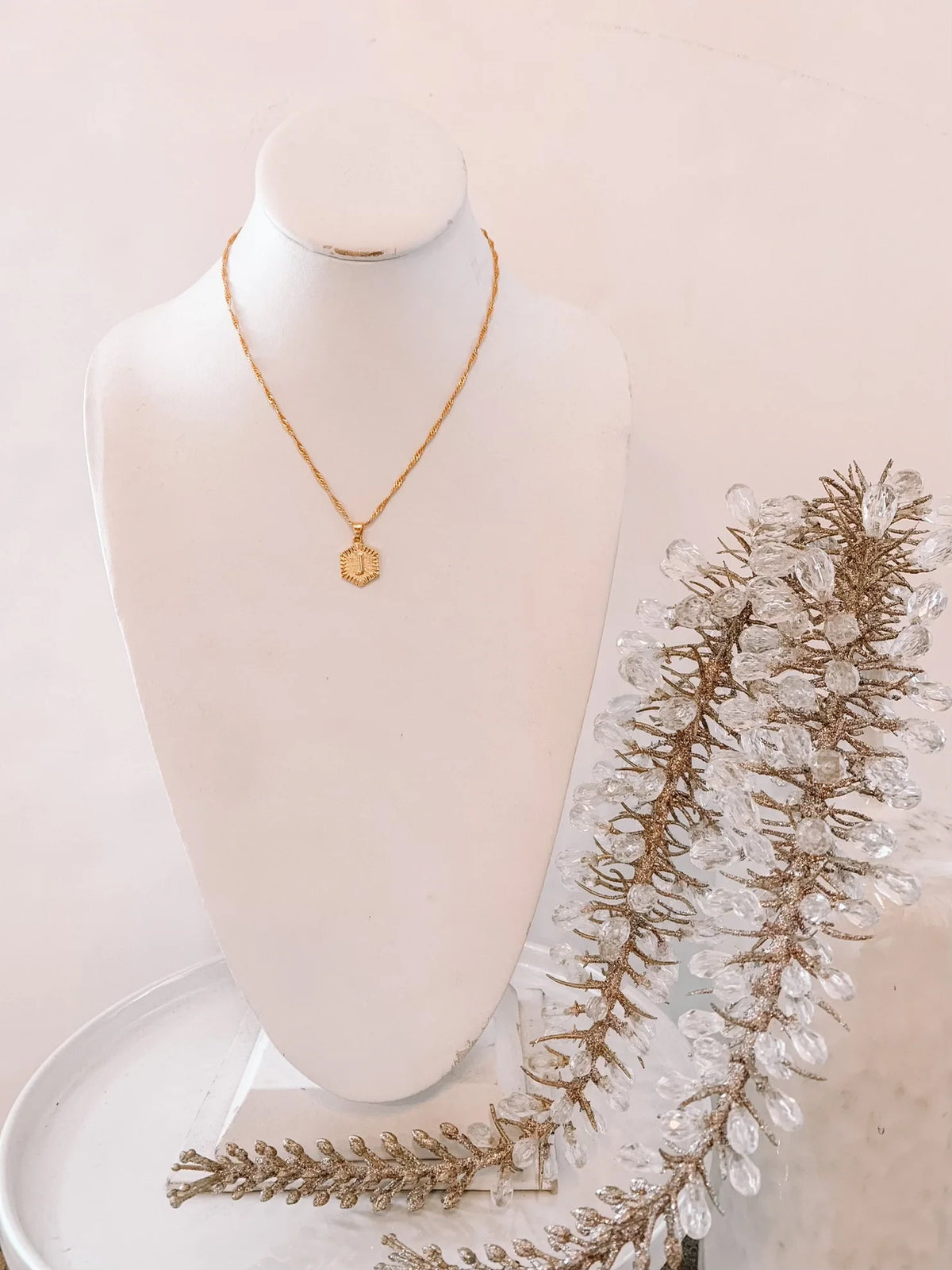 Hexagon Initial Necklace