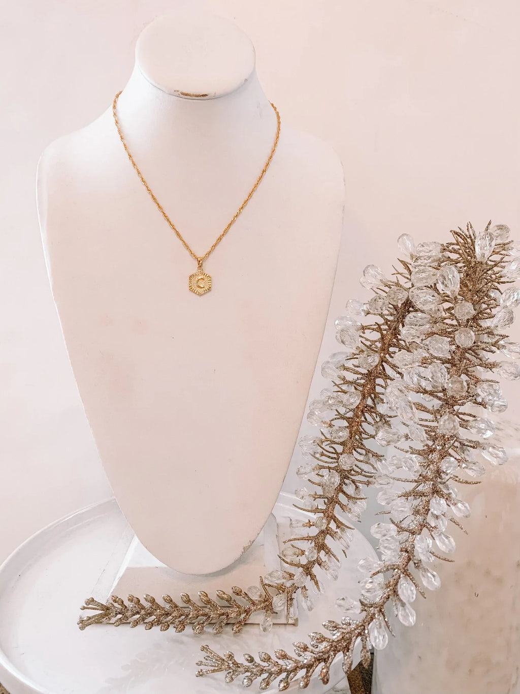 Hexagon Initial Necklace