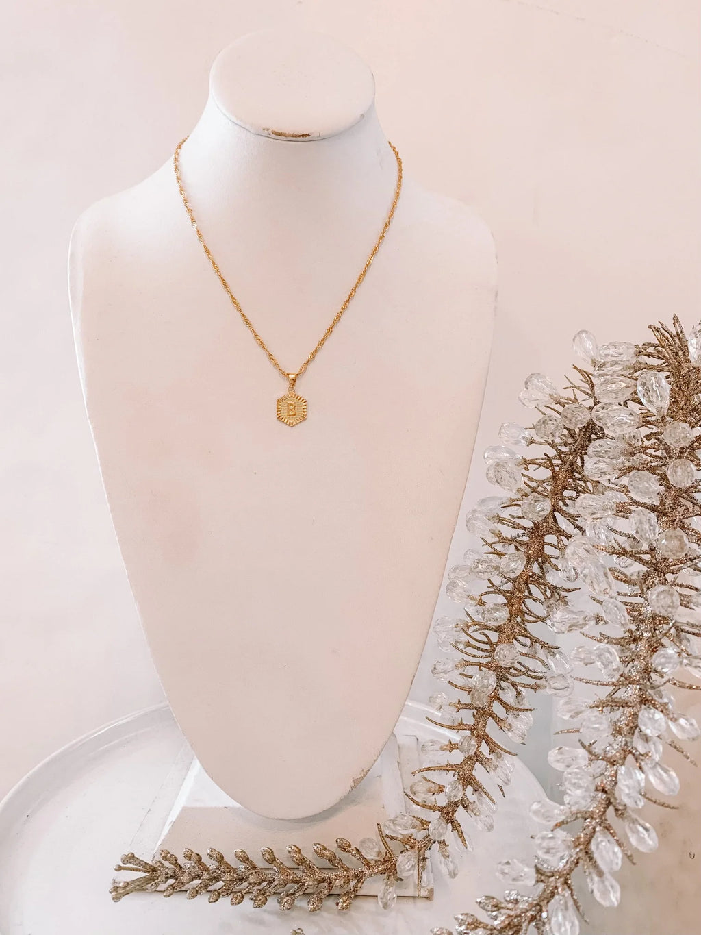 Hexagon Initial Necklace