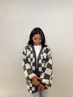 Checkered Oversized Cardigan