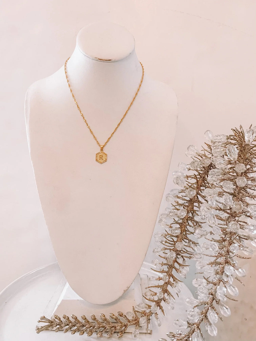 Hexagon Initial Necklace
