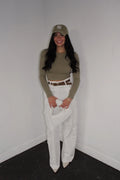 High Rise Denim Cargo Pant