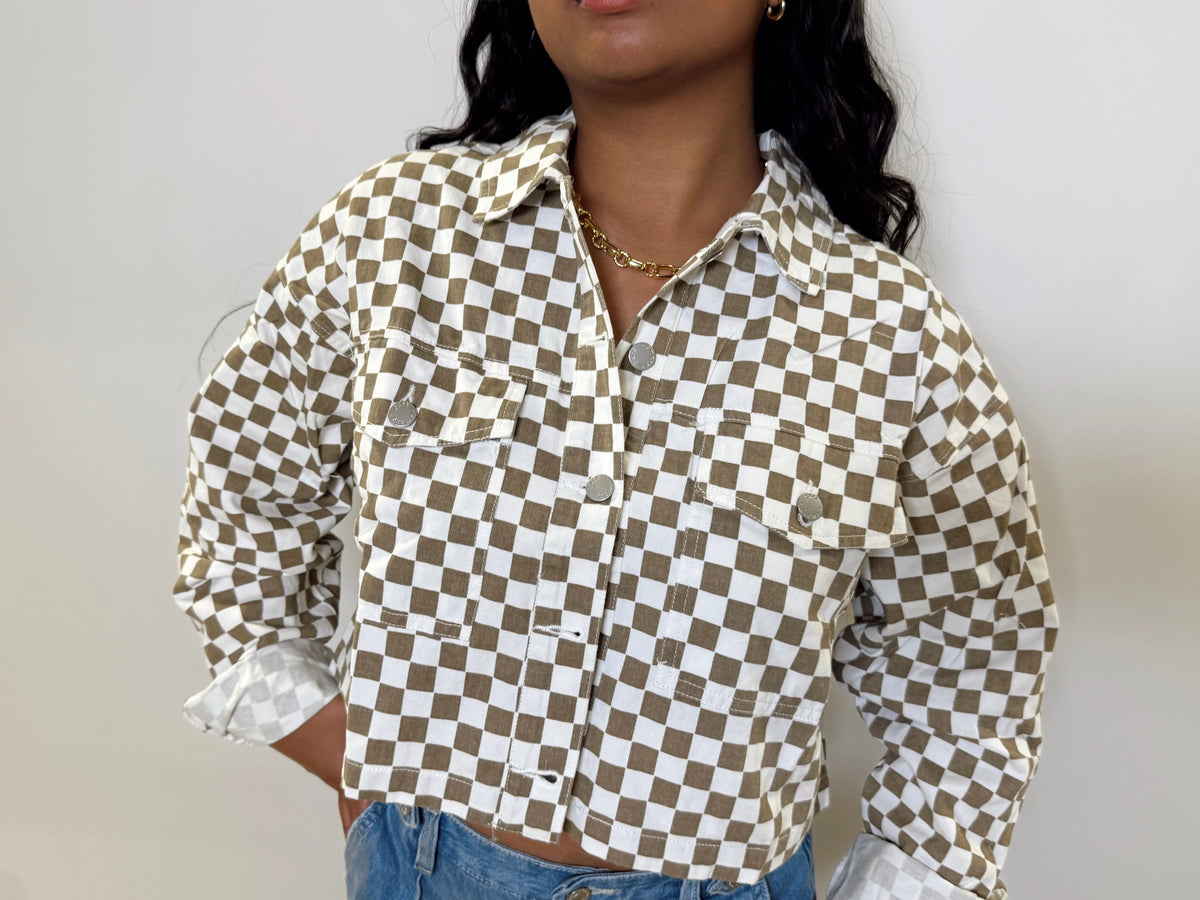 Checkered Denim Jacket