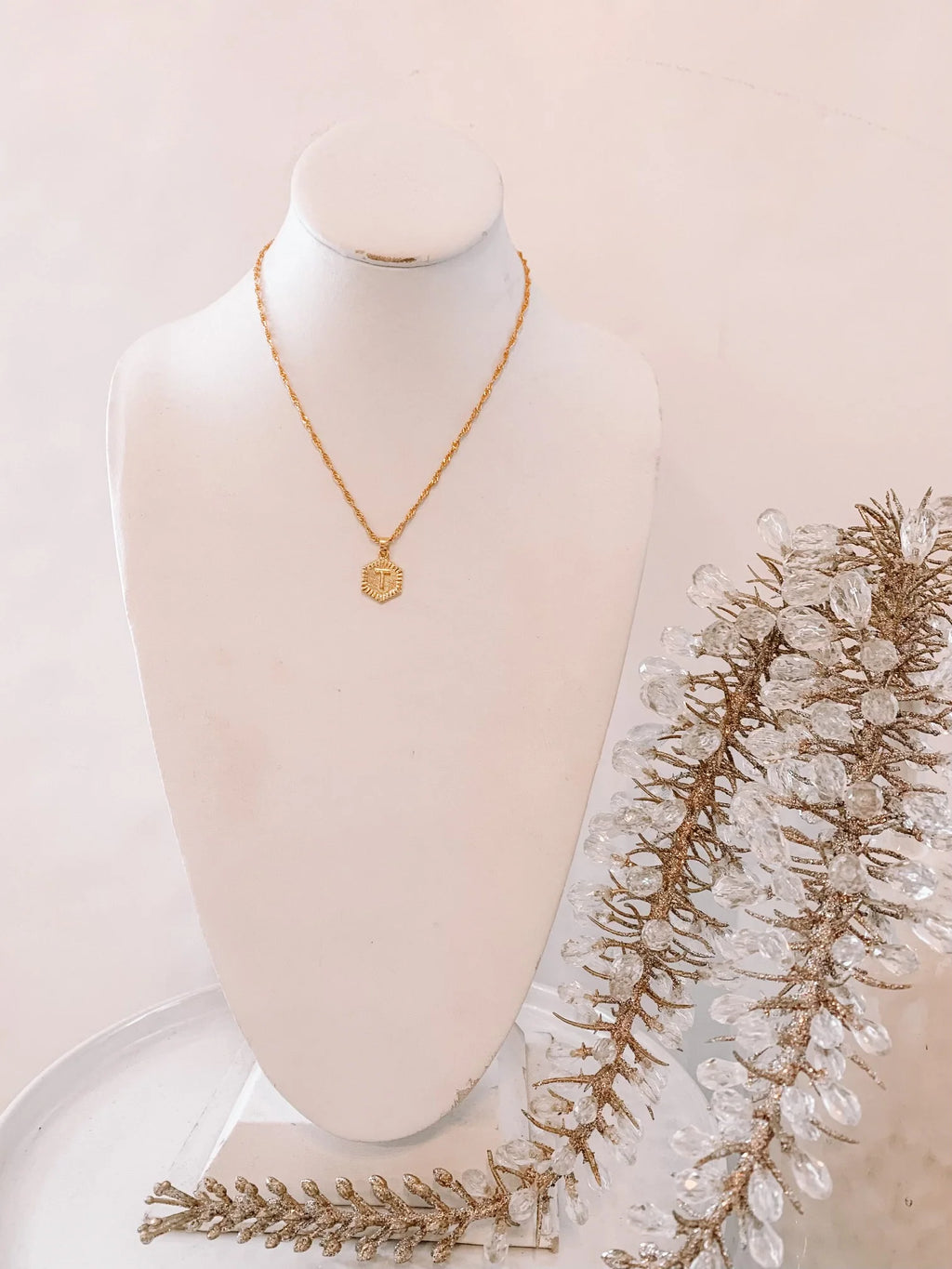 Hexagon Initial Necklace