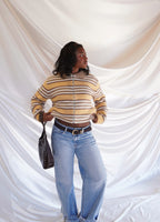 Striped Yellow Zip up Sweater