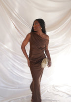 Cowl Neck Satin Dress