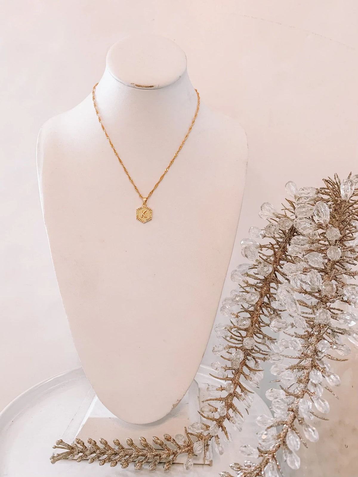 Hexagon Initial Necklace