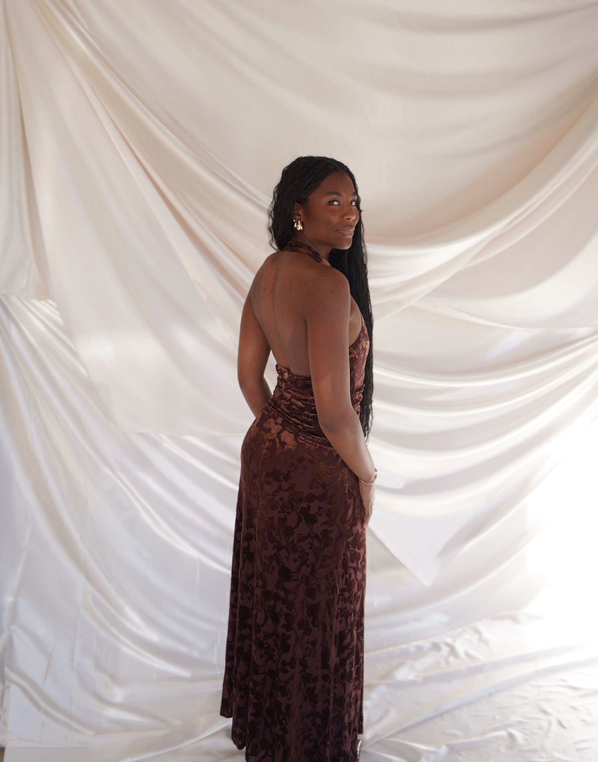 Halter Velvet Maxi Dress
