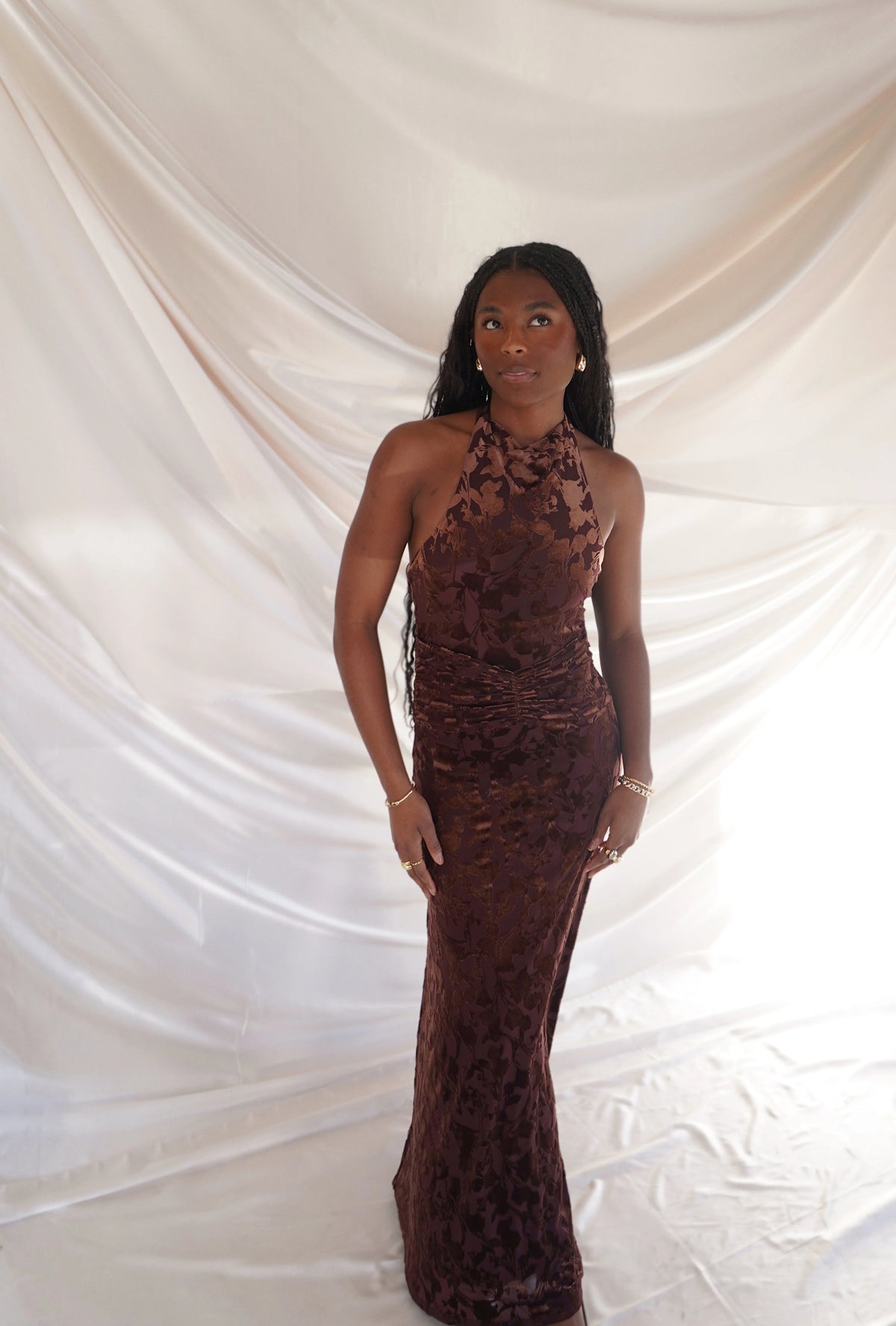 Halter Velvet Maxi Dress