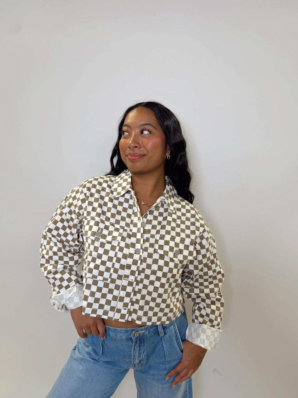 Checkered Denim Jacket