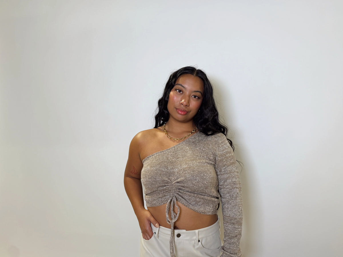 Mocha One Shoulder Sweater